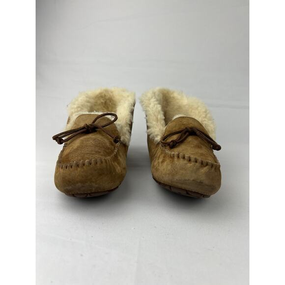 UGG Slippers Women’s 7 Chestnut Shearling Suede Leather Moccasin Indoor Outdoor - Picture 3 of 14